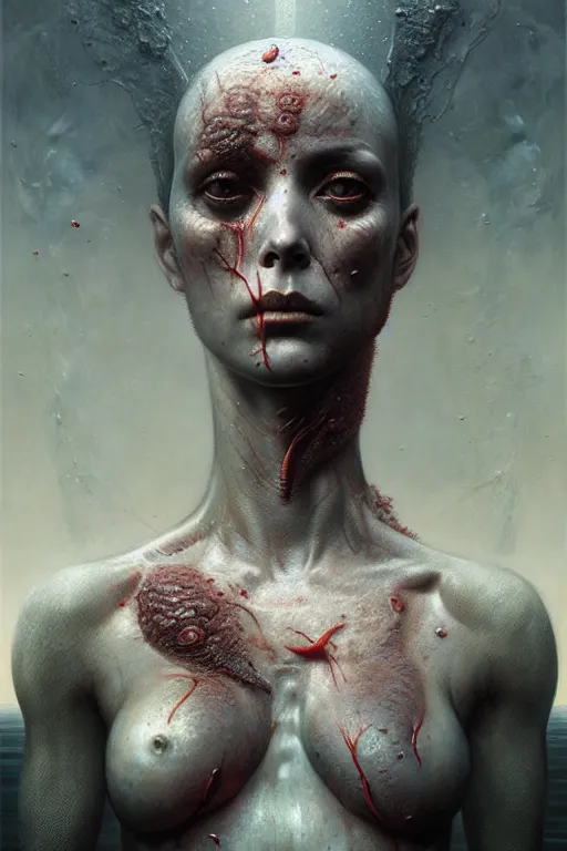 Prompt: wounded lilith the mother of all monsters, raining ash, fine art masterpiece, highly detailed dino valls wayne barlowe machiej kuciara, dramatic lighting, long shot, wide angle, uhd 8 k, sharp focus