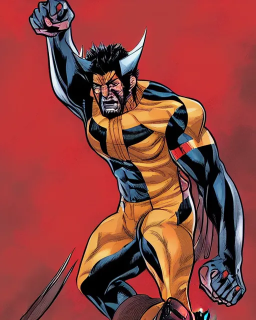 Image similar to portrait comic art of marvels wolverine, black and red color scheme, by inhyuck lee