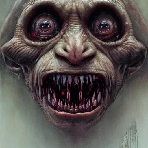 Image similar to vladimir putin, is evil gremlin, rotten teeth, horror, macabre by donato giancola and greg rutkowski and wayne barlow and zdzisław beksinski, realistic face, digital art