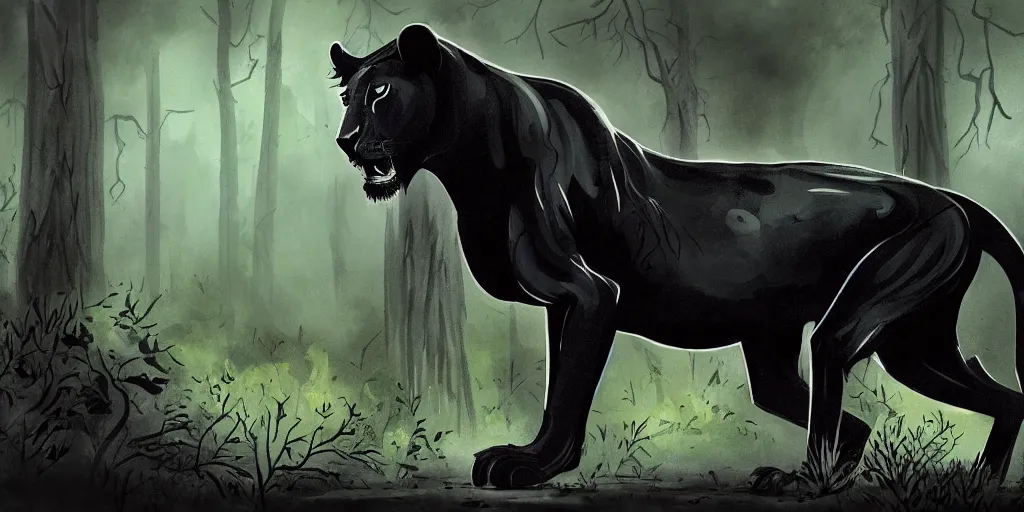 animal concept of a black panther melanistic deep