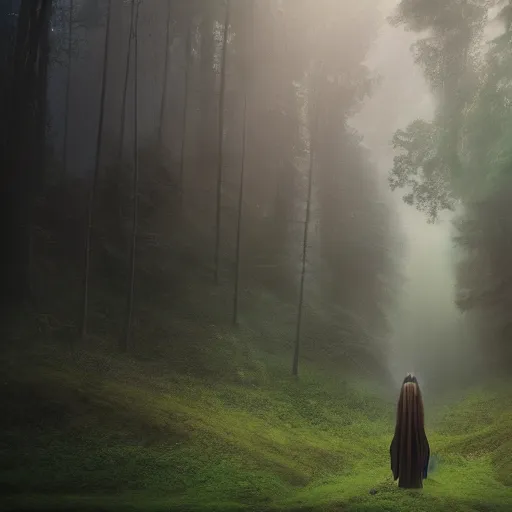 Image similar to goddess of the forest. fantasy. ultra realistic portrait of the women. forest. volumetric lighting. nature. haze. epic. cinema.