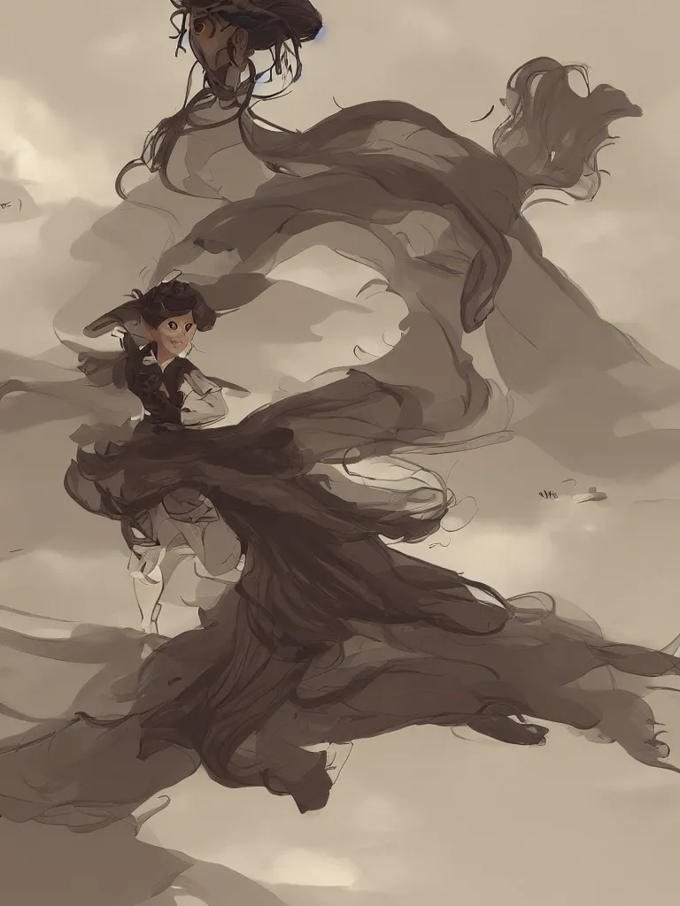 Prompt: wind in my face by disney concept artists, blunt borders, rule of thirds