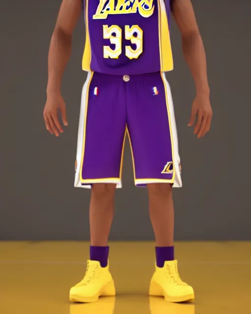 Image similar to military uniform, inspired by los angeles lakers, octane render