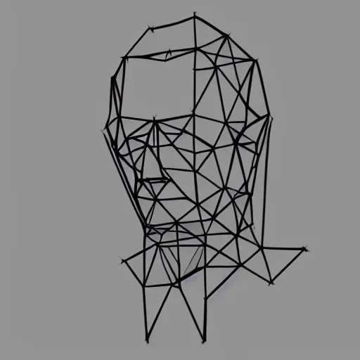 Image similar to low poly mesh model of Marcel Duchamp, vector, wire-frame