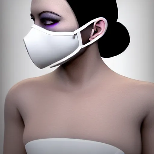 Image similar to ultra detailed woman wearing a white mask with black wires on her head, featured on pinterest, net art, made of wire, 1 0 mm lens, elegant, ultra detailed, hyper realistic vfx simulation, unreal engine, volumetric lighting, 8 k post - production