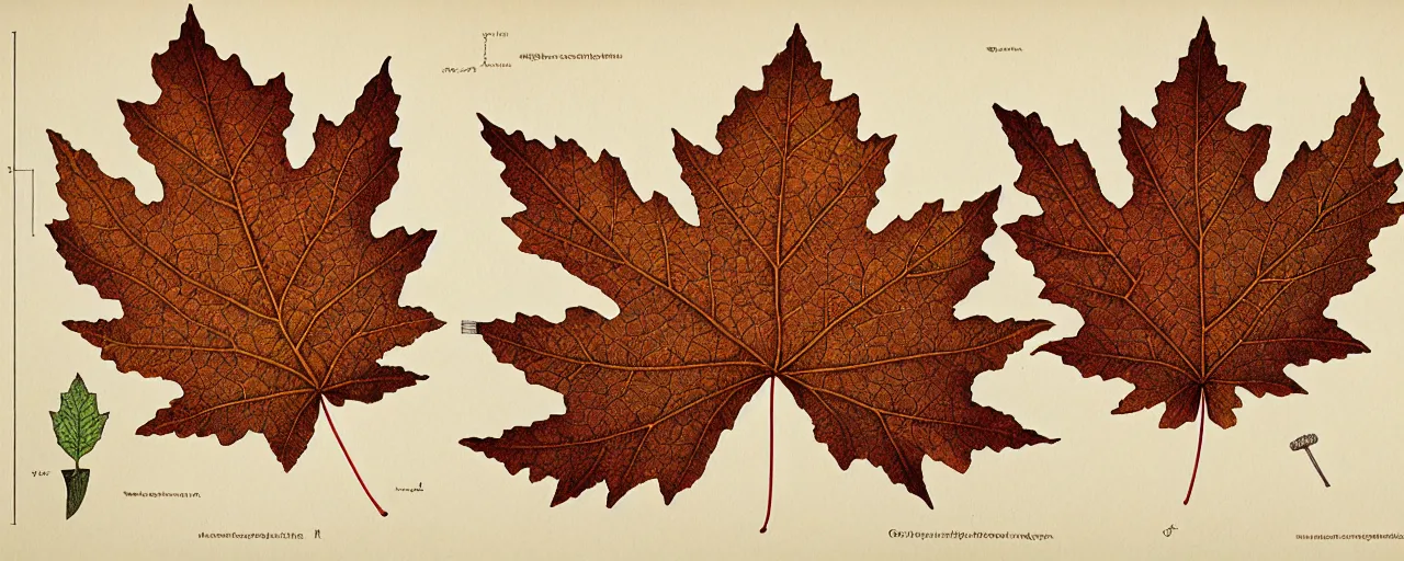 Prompt: leaf schematic, hybrid between oak leaf and wine leaf, ultra detailed, 4 k, intricate, encyclopedia illustration, fine color lines