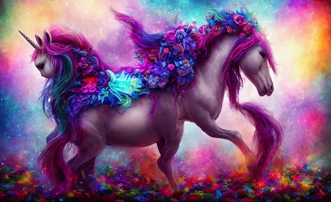 Image similar to epic professional digital art of!!!! 🦄!!!!! 🎉 party, happy, cheerful, fun, hdr, 4 k, leesha hannigan, wayne haag, reyna rochin, ignacio fernandez rios, mark ryden, iris van herpen, best on wlop, pixiv, stunning, gorgeous, much wow, cinematic, masterpiece