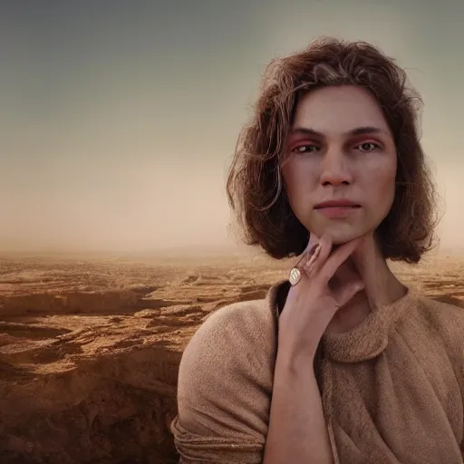 Prompt: portrait ofthe world in 2040 female, depth of field, zeiss lens, detailed, symmetrical, centered, fashion photoshoot, by Annie Leibovitz and Steve McCurry, David Lazar, Jimmy Nelsson, Breathtaking, 8k resolution, extremely detailed, beautiful, establishing shot, artistic, hyperrealistic, beautiful face, octane render