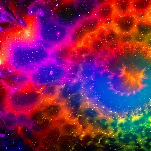 Image similar to a psychedelic landscape made out of fractal patterns, colorful, nebula, 4 k