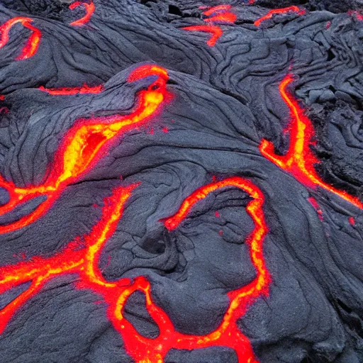 Image similar to cooling lava flow shaped like contorted human bodies, souls of the damned, volcanic island, dreadful implications, magma, lava, volcano.