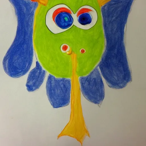 Prompt: monster with 4 wings, child drawing