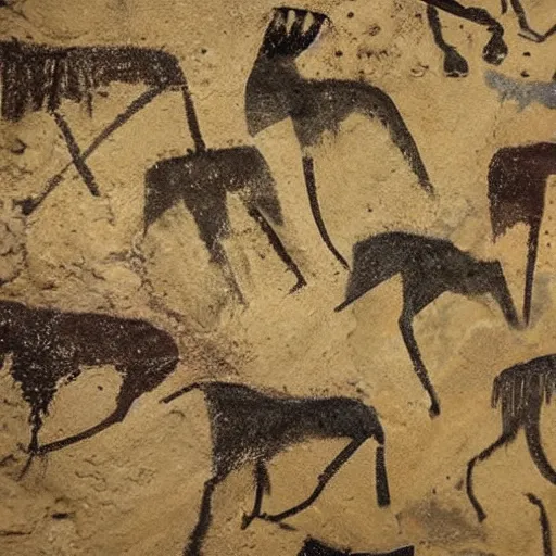 Prompt: a king, cave paintings, pre - historic, lascaux, primitive, cave art style