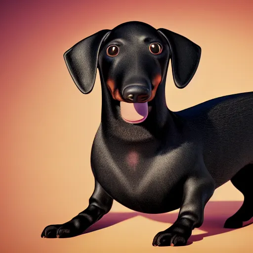 Image similar to photo of all black wiener dog wearing a mask. Matte photo, award winning. Octane render, 4k, 8k, unreal 5, very detailed, hyper control-realism, depth of field.