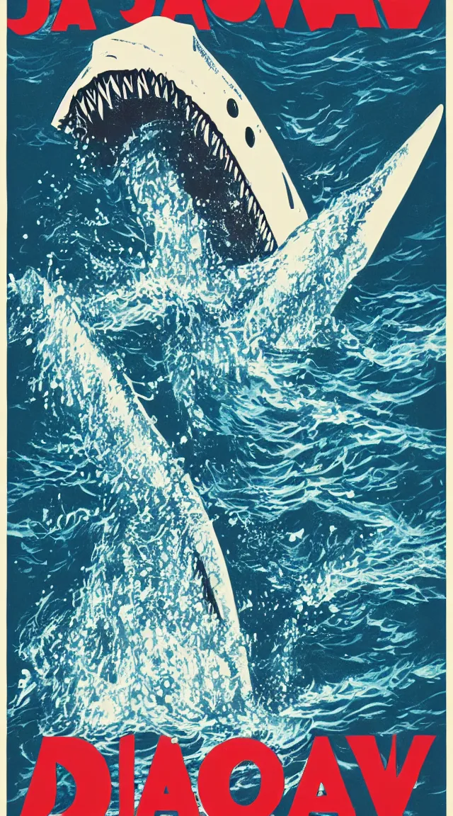 Image similar to a poster of jaws, 1975