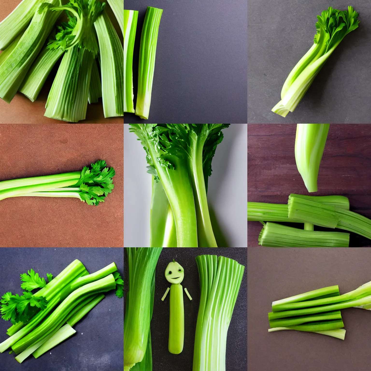 Prompt: celery in the shape of a human