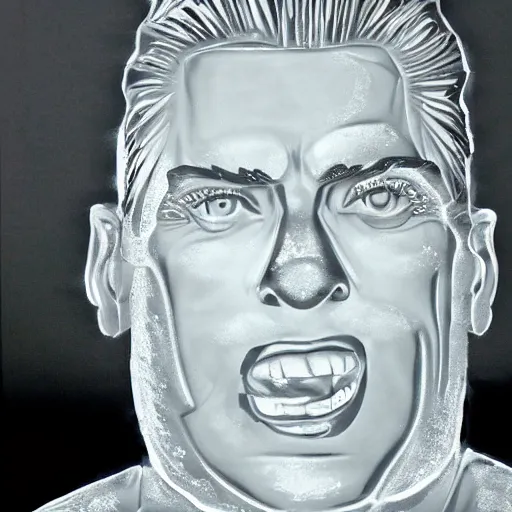 Image similar to an ice sculpture portrait of vanilla ice