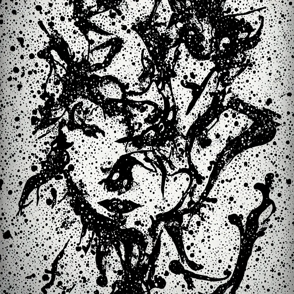 Image similar to woman, abstract, jet set radio artwork, ryuta ueda artwork, cryptic, ink, spots, asymmetry, stipple, lines, pointillism, crosshatching, linework, pitch bending, dark, ominous, eerie, hearts, minimal, points, technical, natsumi mukai artwrok, tight