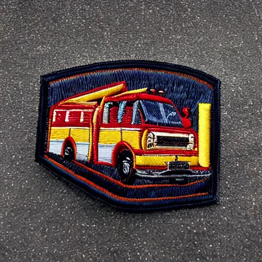 Image similar to fire station embroidered patch retro - futuristic design