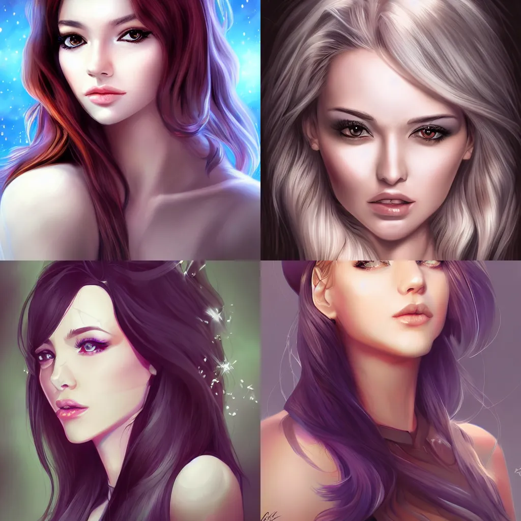 Prompt: crystal, digital portrait, artgerm and loish, ross draws