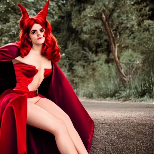 Prompt: Emma Watson as Jessica Rabbit, (Sony a7R IV, symmetric balance, polarizing filter, dynamic range, HDR, sense of depth)