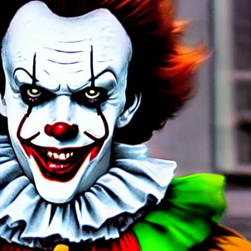 Image similar to Pennywise as The joker 4K quality super realistic