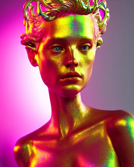 Image similar to hyperrealist highly intricate neo-rococo pink iridescent exoskeleton beautiful goddess concept art pascal blanche key sage dramatic yellow lighting 8k low angle shallow depth of field