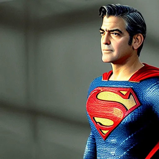 George Clooney starring as Superman, cinematic portrait | Stable Diffusion