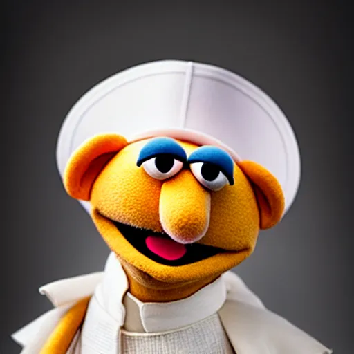 Image similar to studio portrait still of muppet!!!!! pope!!!!!! as a muppet muppet as a muppet, 8 k, studio lighting, key light,