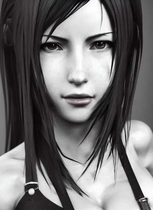 Image similar to tifa from final fantasy, au naturel, hyper detailed, digital art, trending in artstation, cinematic lighting, studio quality, smooth render, unreal engine 5 rendered, octane rendered, art style by klimt and nixeu and ian sprigger and wlop and krenz cushart