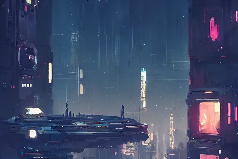 Prompt: a scifi illustration, Night City on Coruscant by ismail inceoglu