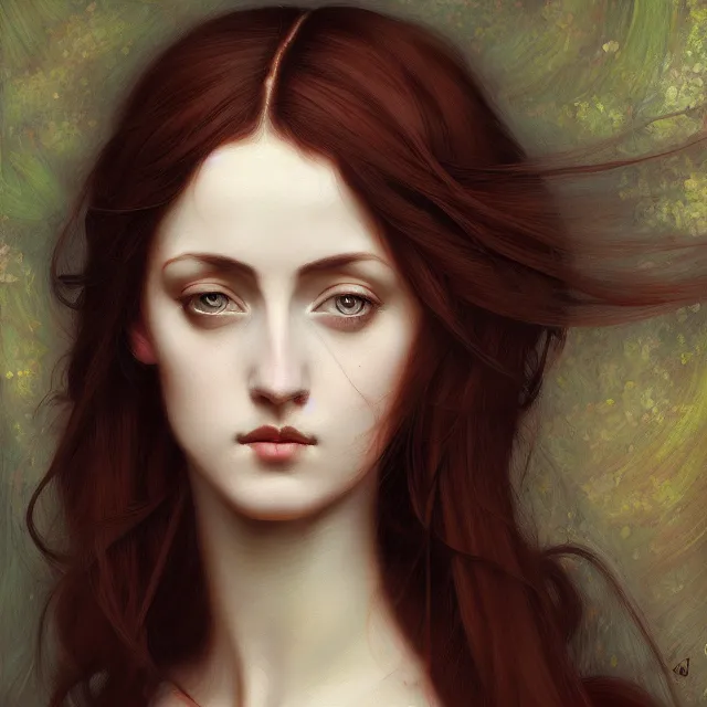 a painting of a woman with dark hair, behance contest | Stable ...