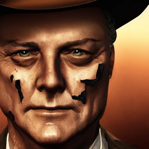 Prompt: j. r. ewing from dallas as a zombie with cuts on face, 7 days to die zombie, fine art, award winning, intricate, elegant, sharp focus, cinematic lighting, highly detailed, digital painting, 8 k concept art, art by guweiz and z. w. gu, masterpiece, trending on artstation, 8 k