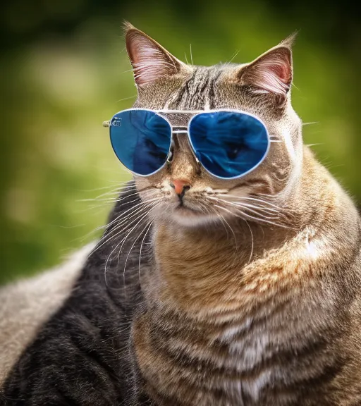 Image similar to award winning 5 5 mm portrait photo of an admiral cat in full military outfit and aviators, in a park by luis royo. soft light. sony a 7 r iv