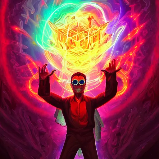 Image similar to satan inside matrix deepdream radiating a glowing aura stuff loot legends stylized digital illustration video game icon artstation lois van baarle, ilya kuvshinov, rossdraws,