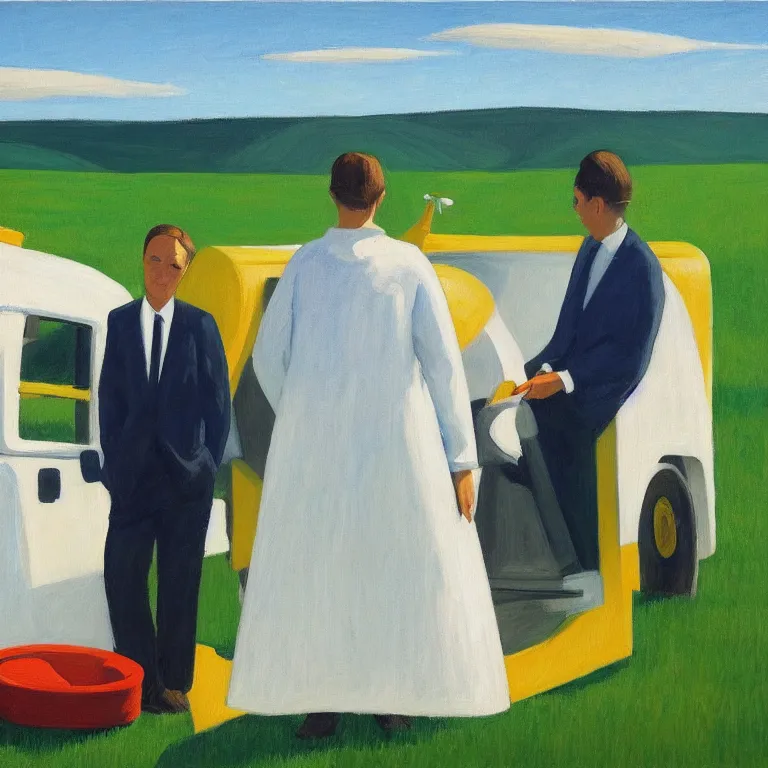 Prompt: dreaming from a new economy and a new financial system for high precision farming, painted by Alex Katz, painted by Edward Hopper, airbrush