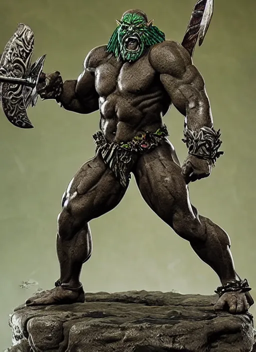 Image similar to Image on the store website, eBay, Wonderfully detailed 80mm Resin figure of a Muscular Orc Warrior with green skin .