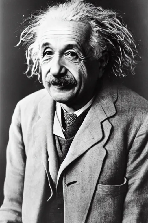 Prompt: portrait of albert einstein having an eureka moment