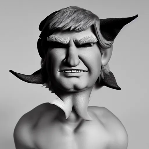 Prompt: a fantasy elf that looks like donald trump, photo shoot