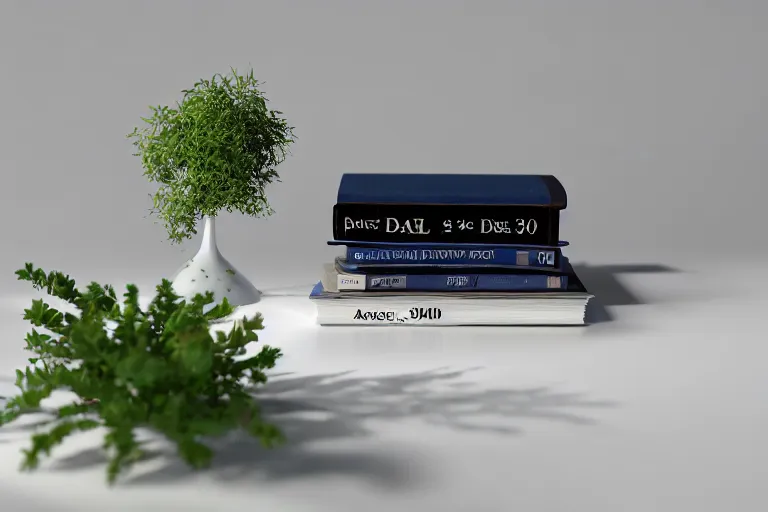 Image similar to a small miniature of a Peugeot 309 Vital on a white table near a book and a vase with a plant, 3d render, unreal engine 5, octane render, 4k, low contrast, path tracing, serene landscape, calm, relaxing, beautiful landscape, highly detailed, high quality, product photo, hyperrealistic, concept art, symmetrical