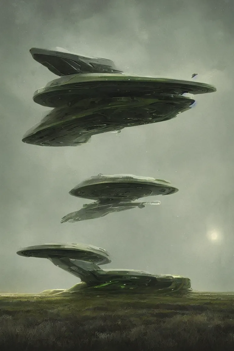 Prompt: spaceship designed by frogs, olive green spaceship over a marsh, sci - fi concept art, by john harris, by simon stalenhag, stunning, award winning