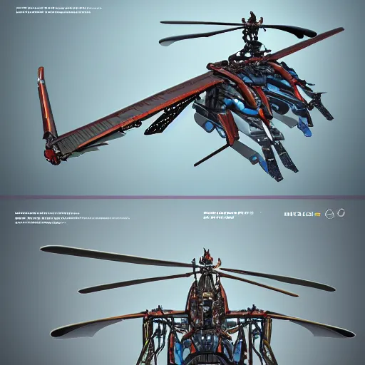 Image similar to a mechanized dragonfly with wings spread out, landing gear for legs orthographic view, top down view, bottom view, side view, blueprints, apache chopper, mecha, helicopter, space shuttle, robotic, highly detailed, artstation, super realistic, unreal engine