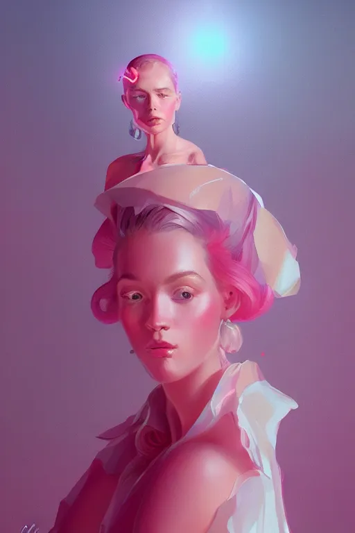 Prompt: portrait of a beautiful model in a beautiful dress, bubblegum - chic, dramatic lighting, highly detailed, digital painting, artstation, concept art, smooth, sharp focus, illustration, art by wlop, mars ravelo and greg rutkowski