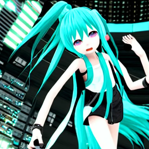 Prompt: Hatsune Miku. max payne screenshot