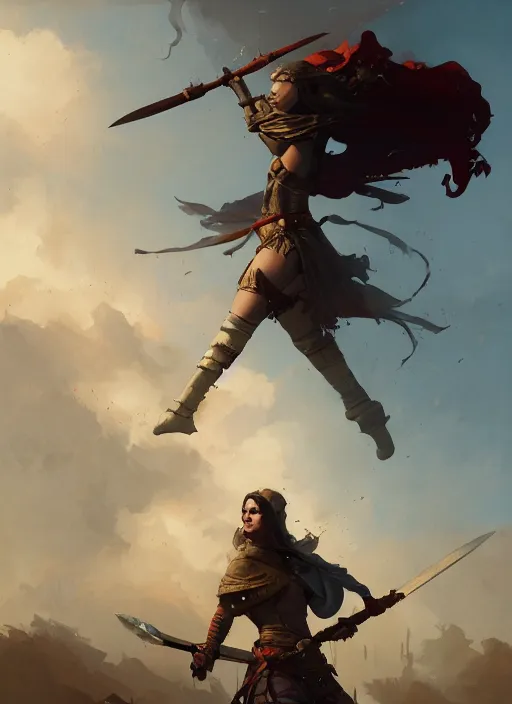 Image similar to hyper realistic photo of medieval chubby beautiful warrior girl, full body, rule of thirds, conceptart, saturated colors, cinematic, greg rutkowski, brom, james gurney, mignola, craig mullins, artstation, cgsociety