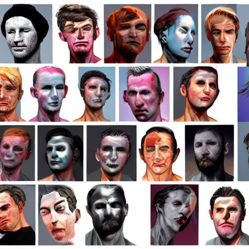 Image similar to collage of faces by stephen bliss, artstation