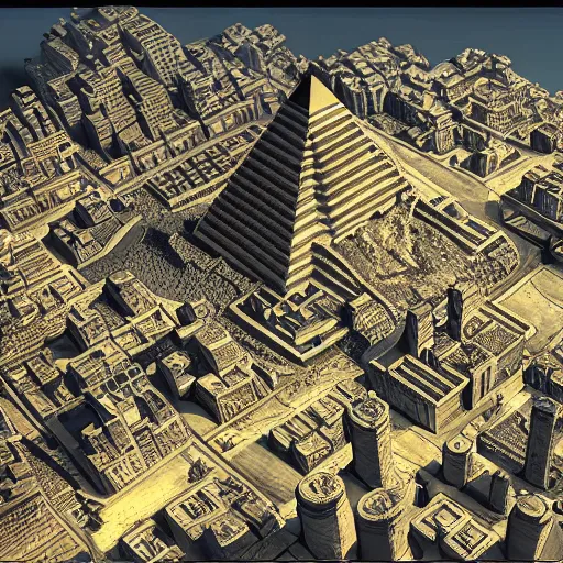 Prompt: a city with an egiptian pyramid futuristic super detailed photorealistic