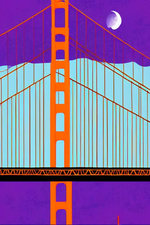 Image similar to minimalist boho style art of colorful golden gate bridge, illustration, vector art