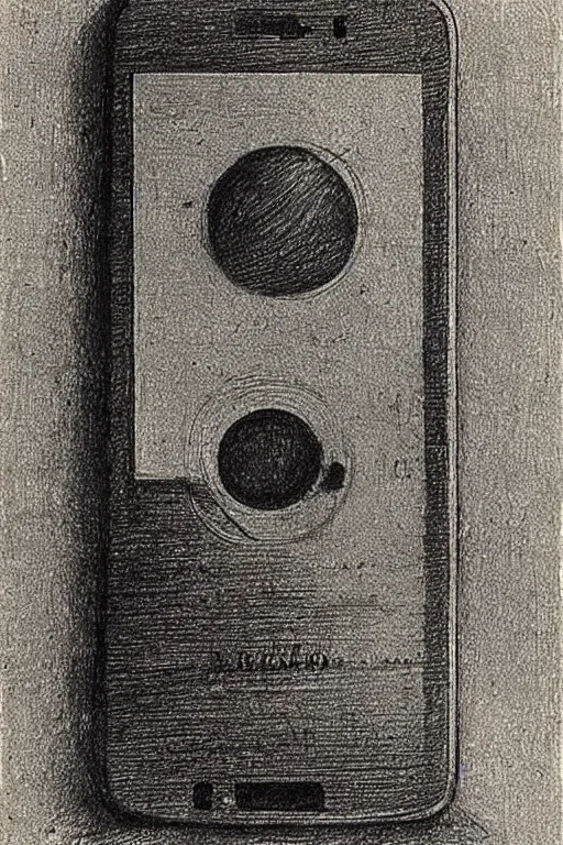 Prompt: “Early drawing of iPhone by Leonardo da Vinci”