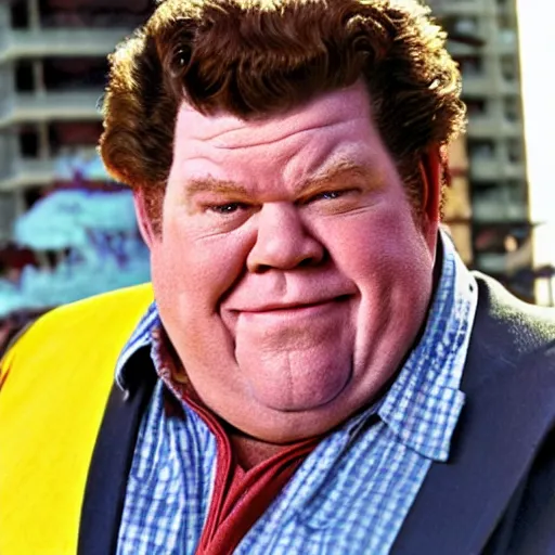 Image similar to live-action-Wario-hollywood movie casting, played by George Wendt, posing for poster photography