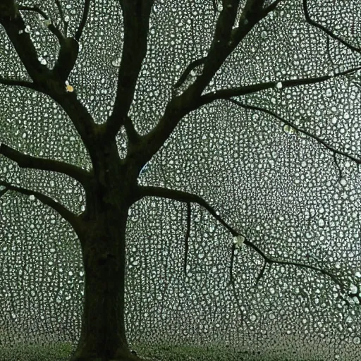 Prompt: a tree with leafs made of droplets of water